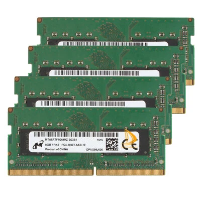 Micron DDR4 RAM 32 GB 4x 8 GB 1RX8 PC4-19200 2400T 1.2V SODIMM Laptop Memory - Image 1 of 4