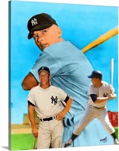 Pintura al óleo de Mickey Mantle lienzo impresión envolvente 16 x 20 leyenda del béisbol Yankees - Imagen 1 de 4
