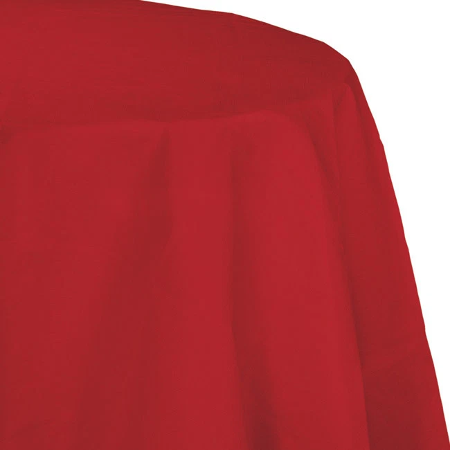 Red 2/Ply Paper-Poly Round Tablecloth 82" Tableware Decorations Party Supplies - Image 1 of 1
