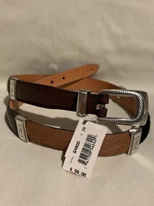 Brighton Size Small 28 Multi Color Pony Hair Leather Belt Red Black Tan Q4800 - Picture 1 of 10