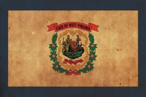 Vintage West Virginia Flag on Canvas,West Virginia, Wall Art,West Virginia Phot - Picture 1 of 6