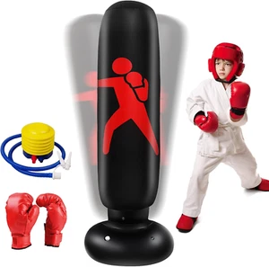 Sacco Da Boxe per Bambini 160Cm Con Guantoni E Pompa Punching Ball Bambini Perfe - Foto 1 di 7