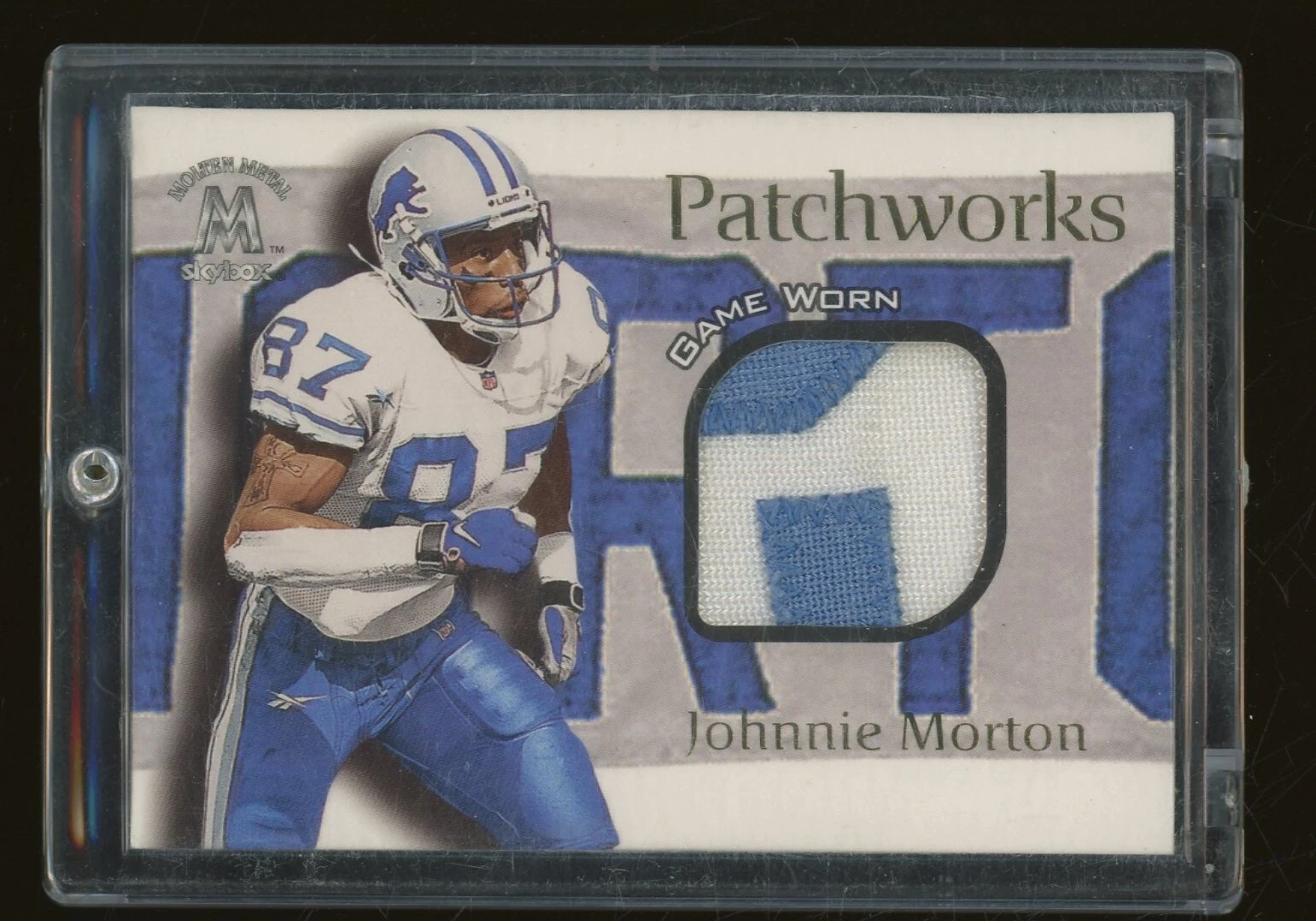 2000 Skybox Molten Metal Patchworks Johnnie Morton Lions Game-Worn Patch