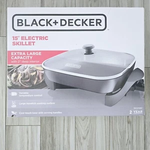 Black & Decker Family Sized Large Electric Skillet Non-stick with Glass Lid 15" - Picture 1 of 1