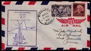 1954 First Flight CAM-73 73W31 airmail Bismarck ND - Billings MT Willston Basin