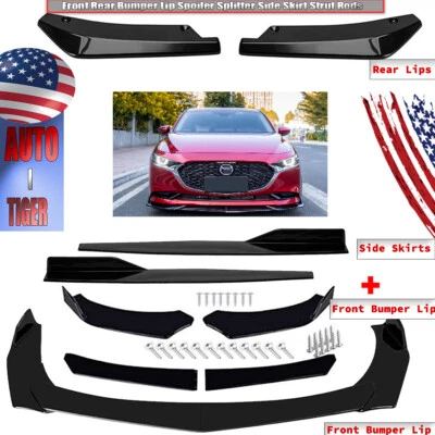 For Mazda 2 3 5 6 Front Bumper Lip Spoiler Splitter Body Kit+Side Skirts — 第 1/4 张图片