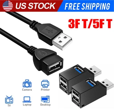 High-Speed USB to USB Extension Cable USB 2.0 Adapter Extender Cord Male/Female - Image 1 of 4