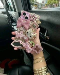 Blinged Out Iphone Phone Case, Hello Kitty Design And Handmade - Picture 1 of 1