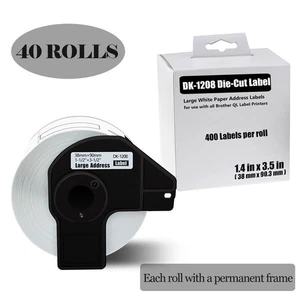 40 Rollen 1-1/2 Zoll x 3-1/2 Zoll großes Adressband DK-1208 für Brother QL Etikettendrucker - Bild 1 von 12