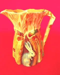 BURLEIGH WARE 1930s ART DECO JUG PITCHER RABBIT RED POPPIES - Picture 1 of 9