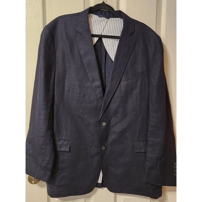 Brooks Brothers Regent Mens Navy Italian Linen Blend Blazer Jacket 46R - Image 1 of 4