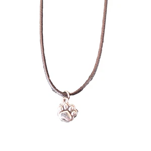 Necklace Silver Pet Paw Charm on a Black Cord - Picture 1 of 3