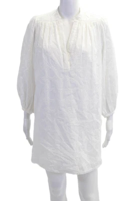 Vestido Camisa Joie Mujer Ojales Mangas Largas Medio Botón Blanco Algodón Talla Pequeña Foto 1 de 4