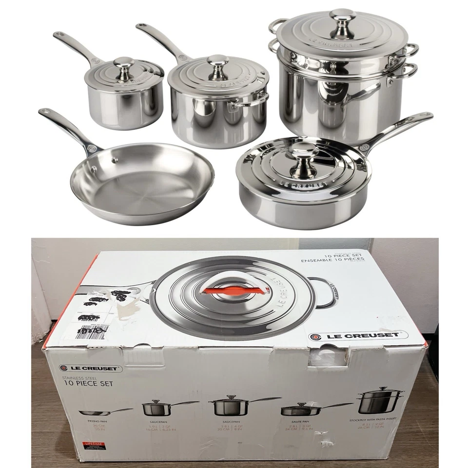 Le Creuset SSP14110 Stainless Steel 10 PC Set "factory "