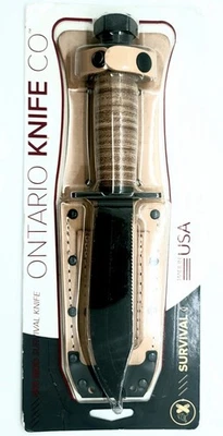 Nuevo cuchillo de supervivencia de la Fuerza Aérea Ontario 499 - hoja de sierra de 5", funda de cuero Foto 1 de 2