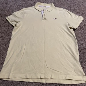Hollister Poloshirt Herren X-Large hellgelb Stretch Kragen Freizeit Strick - Bild 1 von 5