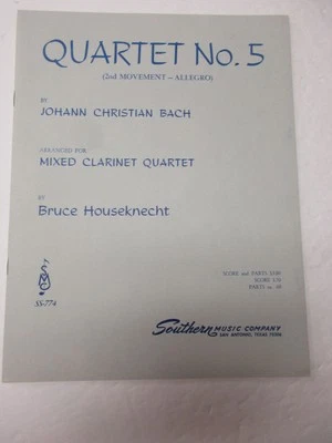 J C Bach Quartet No 5 2nd Movement for Mixed Clarinet Quartet Sheet Music - Image 1 of 4