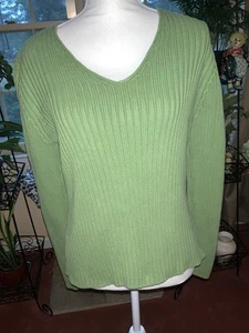 Old Navy Gr. L grün Pullover Vertikalstrick Langarm 100% Baumwolle - Bild 1 von 6