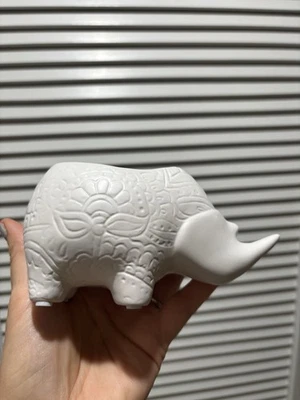 Rhinoceros Sculpture Succulent Planter Candle Holder Ceramic Decor - Image 1 of 4
