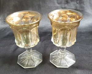 Vintage US Glass Banded Portland Gold Rimmed Juice Glass set of 2 - Picture 1 of 12