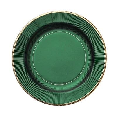 25 Platos Cargador Papel Redondos 13" Borde Metálico Fiesta Eventos Vajilla Foto 1 de 3