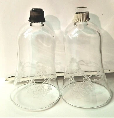 2 CANDELABROS VOTIVOS CRISTALINOS 5.5" CORONA DE FLORES GRABADOS EN VIDRIO   Foto 1 de 3