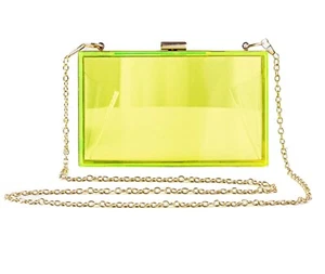 Blacklight Reactive Neon Yellow Plastic Clutch Purse Ravewear Festival - Picture 1 of 6