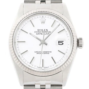 Rolex Mens Datejust 16014 18K White Gold Steel White Dial Jubilee Watch - Picture 1 of 6