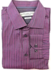Andrew Marc Men Purple Pin Striped Long Sleeve Dress Shirt  Slim Fit  XL 17 - Picture 1 of 8