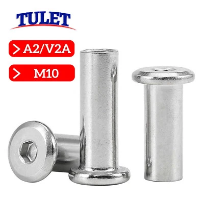 Hülsenmuttern M10 mit Flachkopf Innensechskant geschlossen Edelstahl V2A A2 - Bild 1 von 4