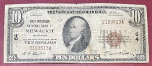 1929 $10 National Currency Note Ten Dollar Bill - Milwaukee Wisconsin #62736 - Picture 1 of 2