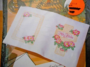 Bucilla Stamped Embroidery Kit Wild Roses Bible Cover 40779 New Sealed - Picture 1 of 4