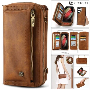 Crossbody Leather Wallet Card Holder Magnetic Cover for Samsung S23 S22 S24 Case - Picture 1 of 57