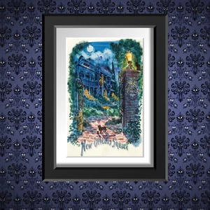 Haunted Mansion Watercolor Poster 13x19 Matte Print Disney Art Decor - Picture 1 of 7