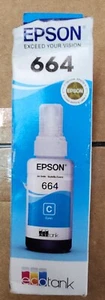 Lot Of 2 Bottles Genuine EPSON T664 EcoTank Ink Ultra-high Capacity Bottle Cyan - Picture 1 of 3