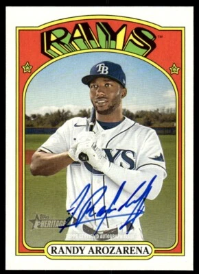 2021 Topps Heritage Real One Autographs High Number Randy Arozarena Auto Tampa - Image 1 of 2