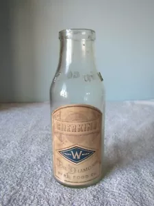 vintage Diamond pure food co Gherkins pickle bottle w/ label (embossed O W G - Picture 1 of 9