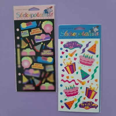 2 X Birthday Party   themed Sticko Photo Safe Stickers  sticker  NOS Lot of 2 - Image 1 of 2