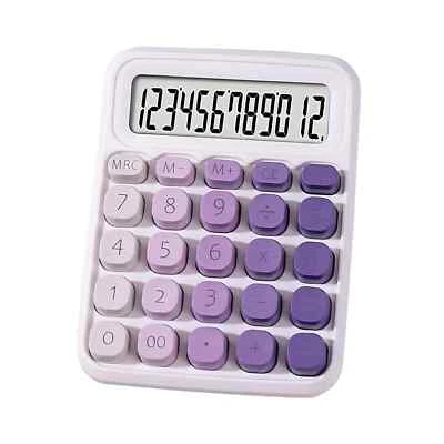 RATAVA Colorful Silent Mechanical Calculator Cute 12 Digit Large ( Purple ) - Image 1 of 4