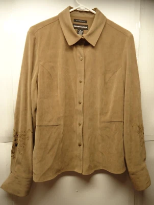 Norton Mcnaughton Stretch Women's Size 10 Sueded Button up Jacket Shirt Blazer - Image 1 of 4