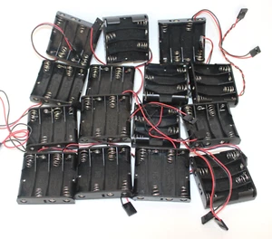 Lot of 15 New RS 4x AA Battery holders with wire lead & plug, Adhesive back - Bild 1 von 4