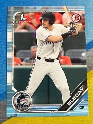 2019 Bowman Draft J.J. BLEDAY Miami Marlins BD-150 Sky Blue Paper #/499 - Image 1 of 2