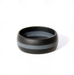 Gray Line Silicone Wedding Band Engagement Ring Athletic Wear by AERA Rings - Picture 1 of 6