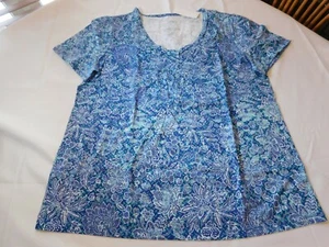 Lane Bryant Women's Ladies Short Sleeve Shirt Top Blue Relaxed Fit Size Variatio - Picture 1 of 3