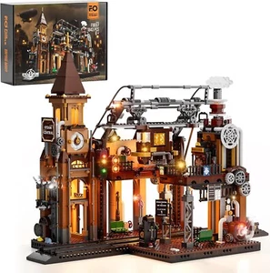 Engaging 1843-Piece Steampunk Train Station Set with Unique Lighting Features - Picture 1 of 10