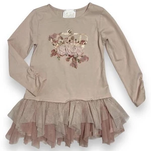 Biscotti Girls 6 Dress Tulle Drop Waist Tunic Crown Roses Butterfly Ruched Fairy - Picture 1 of 6