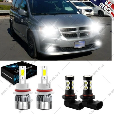 For 2001-2007 Dodge Grand Caravan 4X 6000k LED Headlight Bulb Hi/Lo + Fog Lights - Image 1 of 4