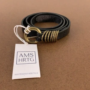 Amsterdam Heritage Women's Size Small (85) Black Leather Alie Skinny Belt NWT - Picture 1 of 4