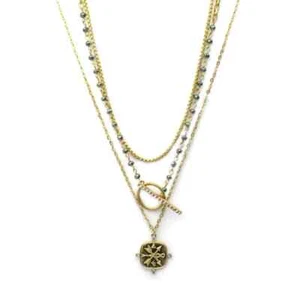 Envy Jewellery Triple Layer Womens Necklace Gift Bag Included (Gold Plated) - Picture 1 of 2