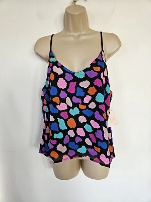 New DANCING LEOPARD Rainbow Spots Animal Strappy Vest UK 12 Sleeveless Cami Top - Image 1 of 4